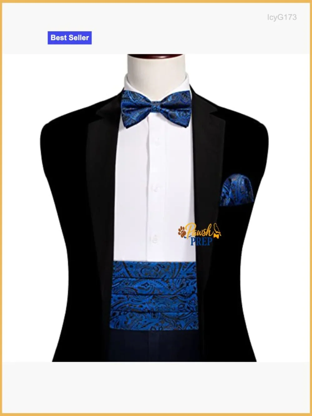 Men's Silk Cummerbund Bowtie Pocket Square Cufflink Set Formal Wear